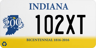 IN license plate 102XT