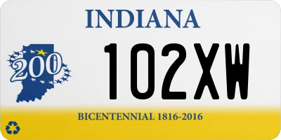 IN license plate 102XW