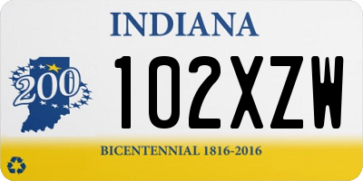 IN license plate 102XZW