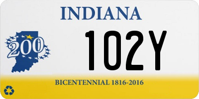 IN license plate 102Y