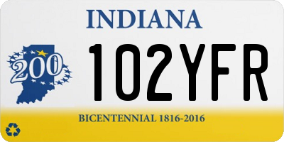 IN license plate 102YFR