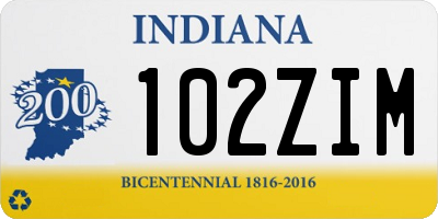 IN license plate 102ZIM