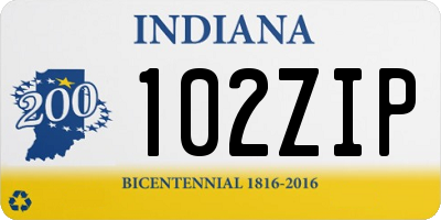 IN license plate 102ZIP