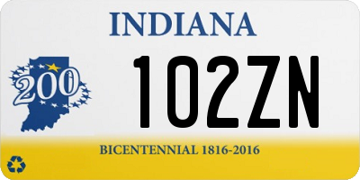 IN license plate 102ZN