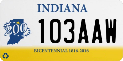 IN license plate 103AAW