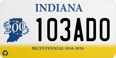 IN license plate 103ADO