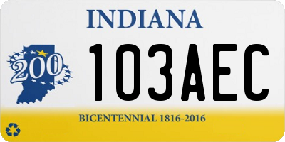 IN license plate 103AEC