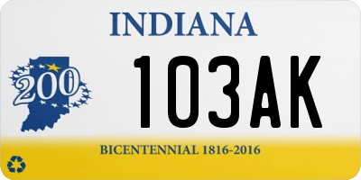 IN license plate 103AK