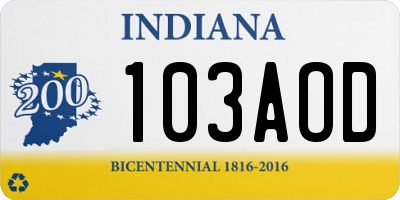 IN license plate 103AOD