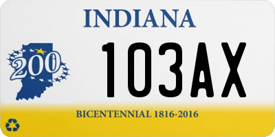 IN license plate 103AX