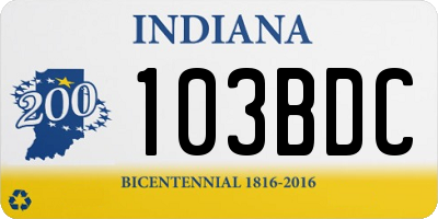 IN license plate 103BDC