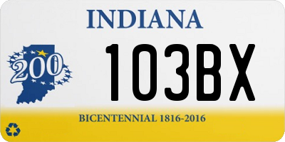 IN license plate 103BX