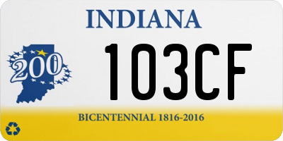 IN license plate 103CF