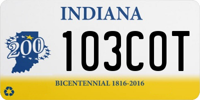 IN license plate 103COT