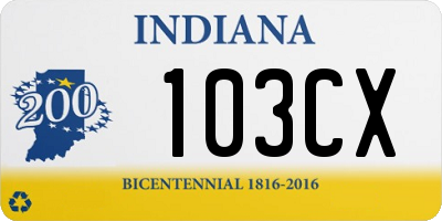 IN license plate 103CX