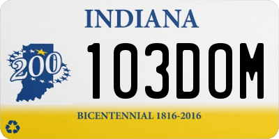 IN license plate 103DOM