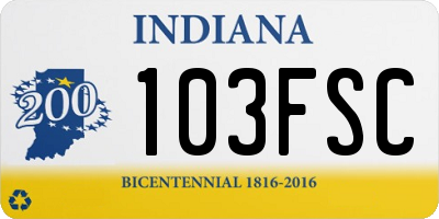 IN license plate 103FSC