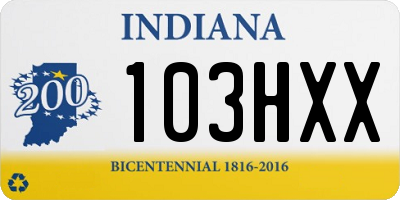 IN license plate 103HXX