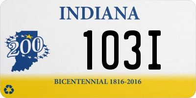 IN license plate 103I