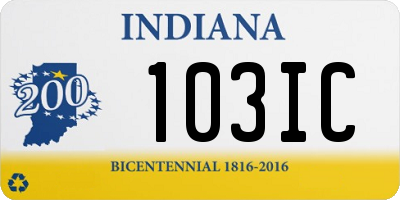 IN license plate 103IC