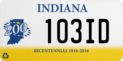 IN license plate 103ID
