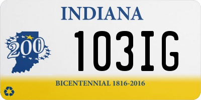 IN license plate 103IG