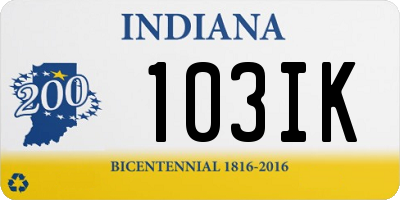 IN license plate 103IK