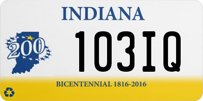 IN license plate 103IQ