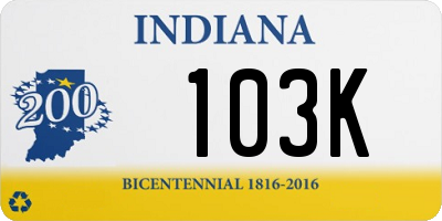 IN license plate 103K