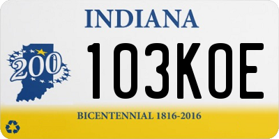 IN license plate 103KOE