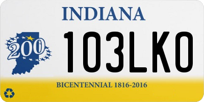 IN license plate 103LKO