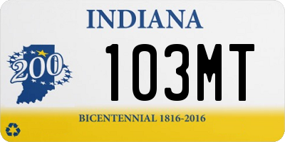 IN license plate 103MT