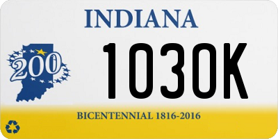 IN license plate 103OK