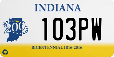 IN license plate 103PW