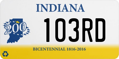 IN license plate 103RD