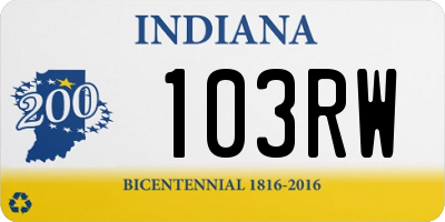 IN license plate 103RW