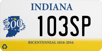 IN license plate 103SP