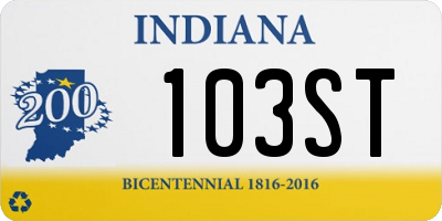 IN license plate 103ST