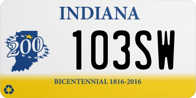 IN license plate 103SW