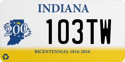 IN license plate 103TW