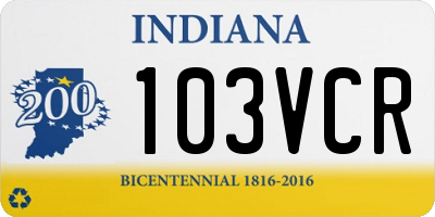 IN license plate 103VCR