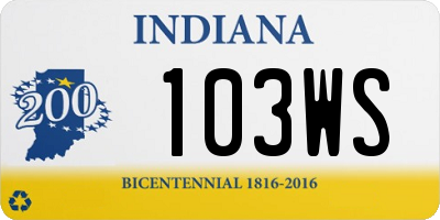 IN license plate 103WS