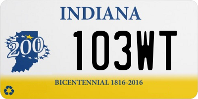IN license plate 103WT