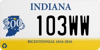 IN license plate 103WW