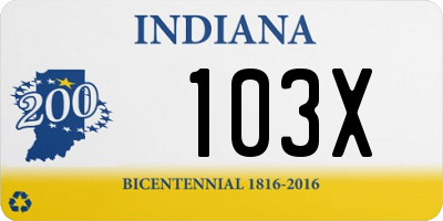 IN license plate 103X