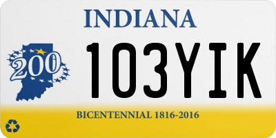 IN license plate 103YIK