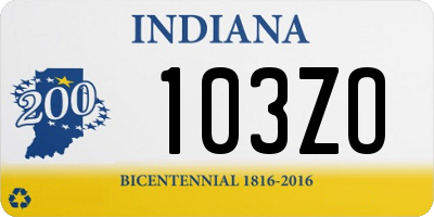 IN license plate 103ZO