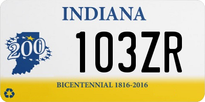 IN license plate 103ZR