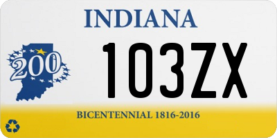 IN license plate 103ZX