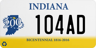 IN license plate 104AD